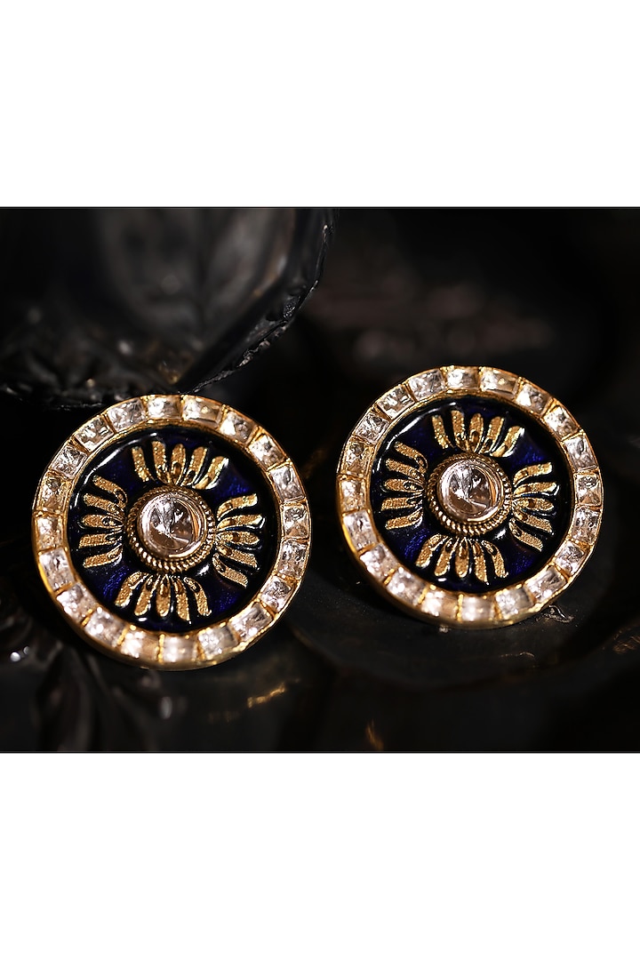 Gold Plated Enamel Stud Earrings by Kaari at Pernia's Pop Up Shop