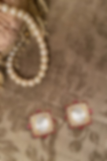 Gold Plated Ruby & Polki Stud Earrings by Kaari