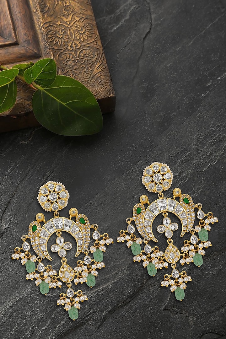 Gold Plated Fresh Water Pearls Chandbali Earrings by Kaari