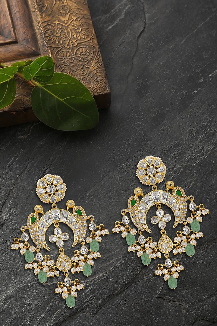 Gold Plated Fresh Water Pearls Chandbali Earrings by Kaari at Pernia's Pop Up Shop