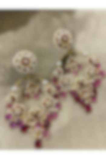 Gold Plated Tourmaline Beads Chandbali Earrings by Kaari