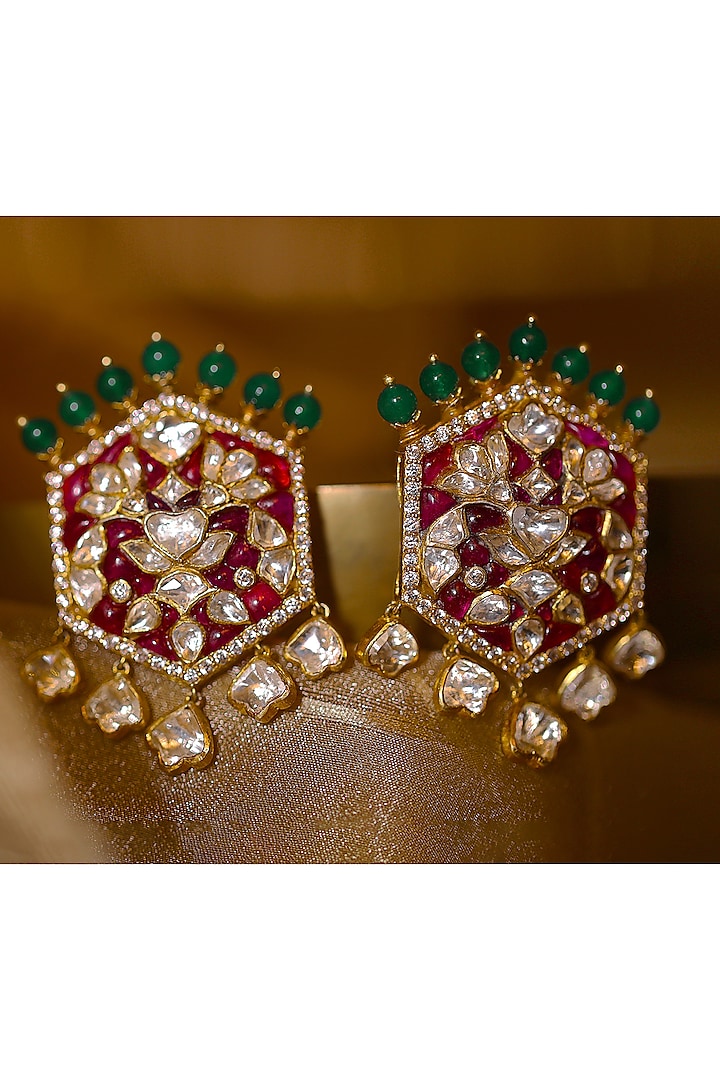 Gold Plated CZ Diamond Stud Earrings by Kaari