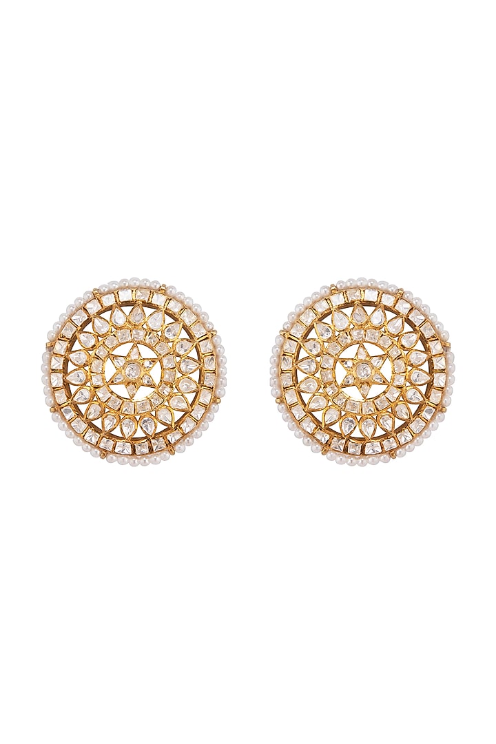 Gold Plated Pearl Stud Earrings by Kaari at Pernia's Pop Up Shop