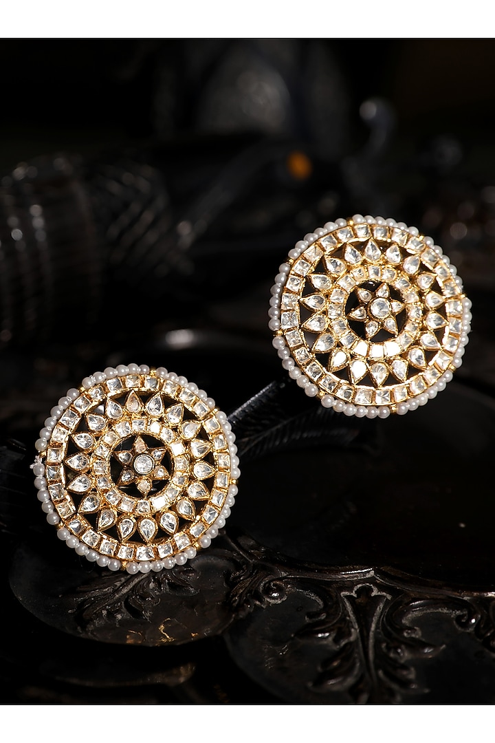 Gold Plated Pearl Stud Earrings by Kaari at Pernia's Pop Up Shop