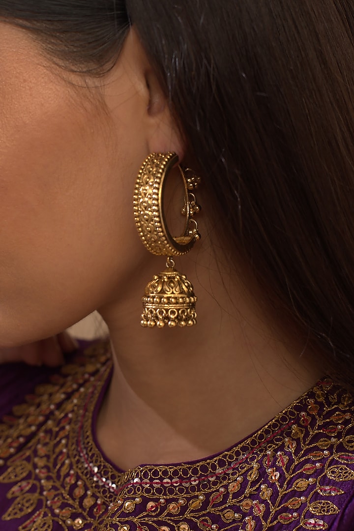 Gold Plated Jhumki Earrings by Kaari at Pernia's Pop Up Shop