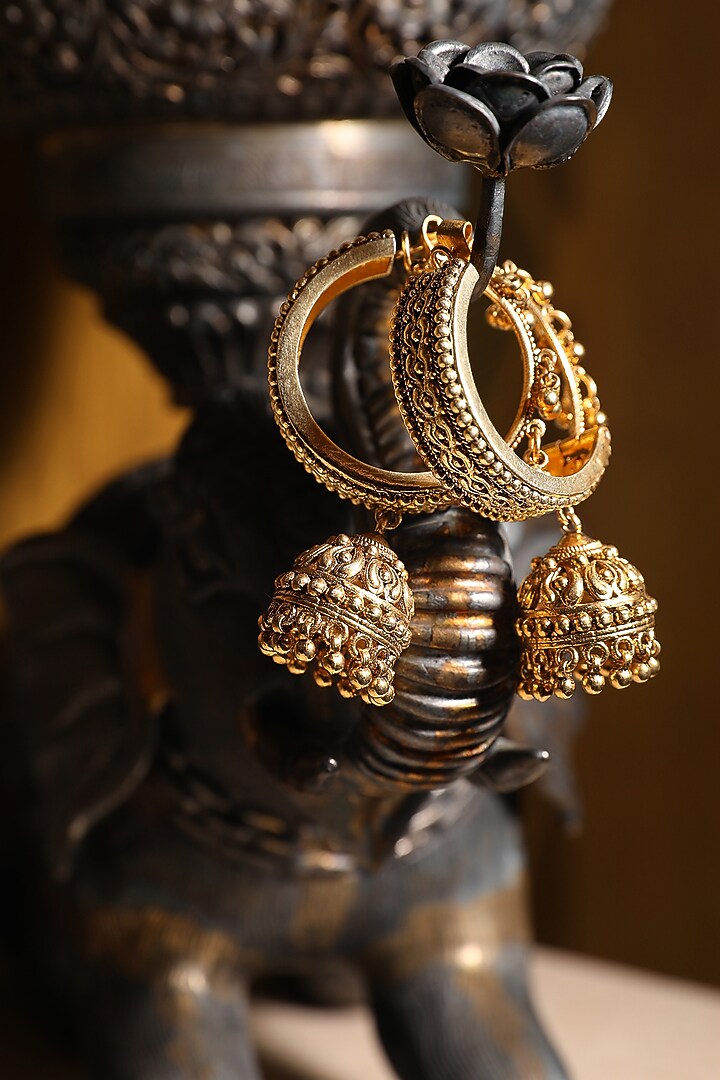Gold Plated Jhumki Earrings by Kaari at Pernia's Pop Up Shop