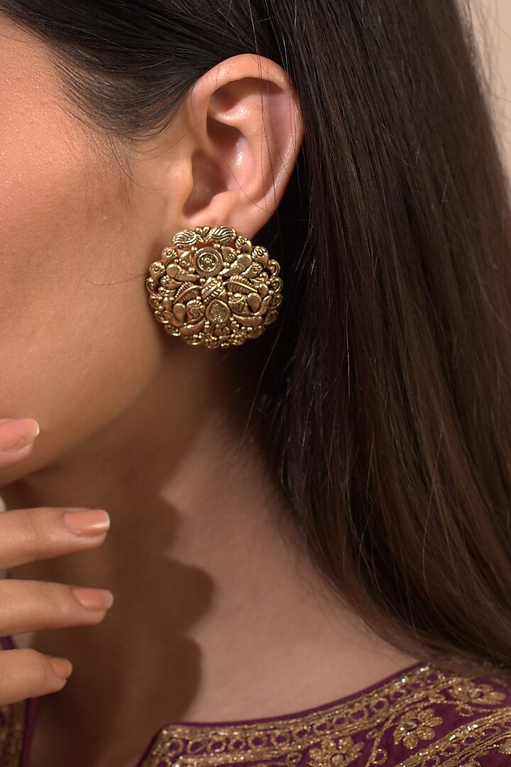 Gold Plated Stud Earrings by Kaari