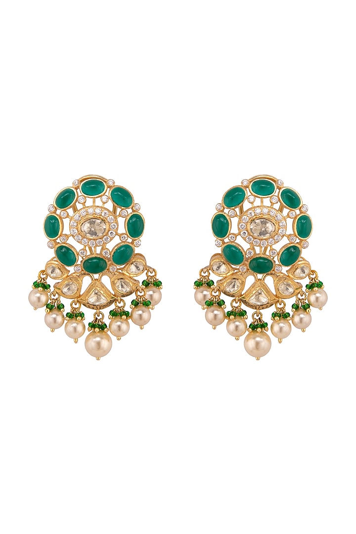 Gold Plated CZ Diamonds Dangler Earrings by Kaari at Pernia's Pop Up Shop