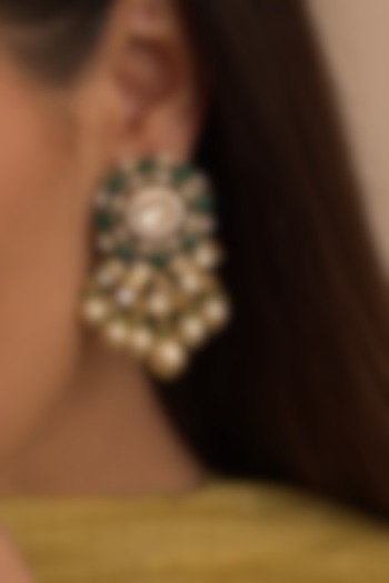 Gold Plated CZ Diamonds Dangler Earrings by Kaari
