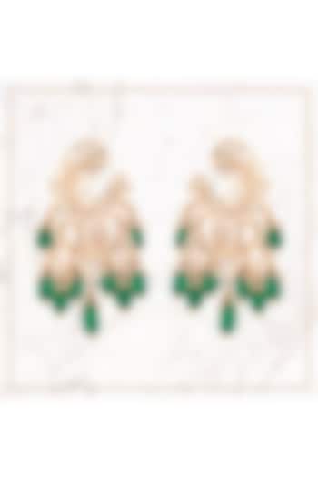 Gold Plated Emeralds Dangler Earrings by Kaari