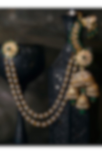 Gold Plated Emeralds Jhumka Earrings by Kaari