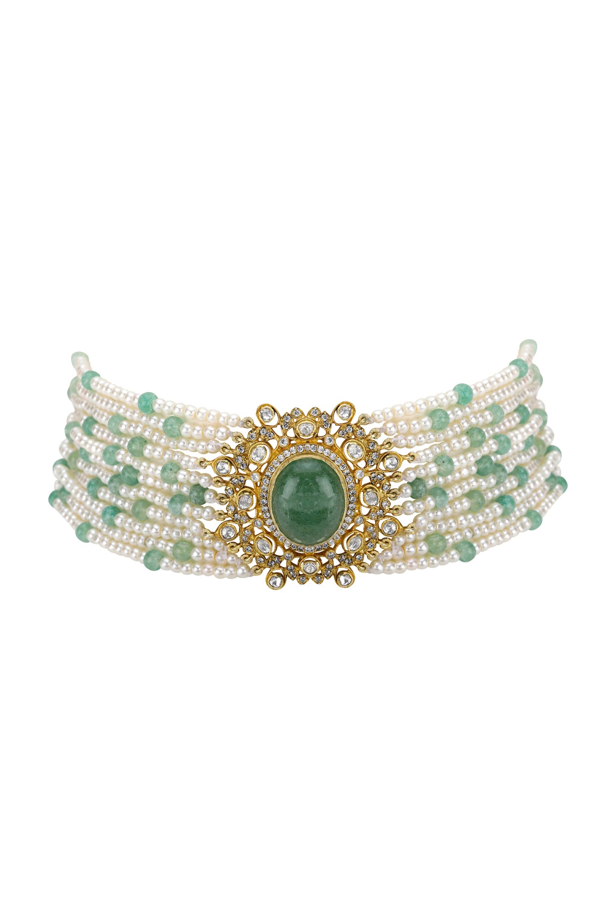 Gold Plated Polki \u0026 Emeralds Choker 