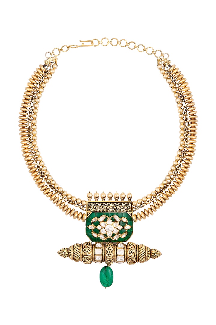 Gold Plated Polki Collar Necklace by Kaari