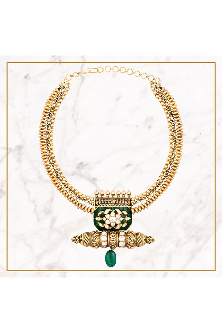 Gold Plated Polki Collar Necklace by Kaari at Pernia's Pop Up Shop