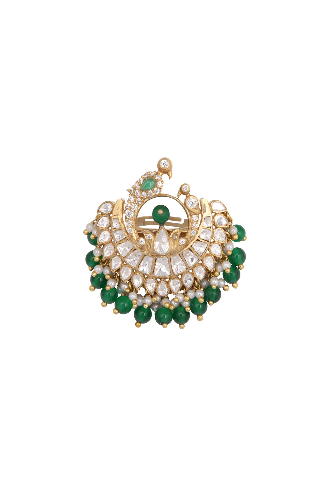 Gold Plated Pearls & Polki Ring by Kaari