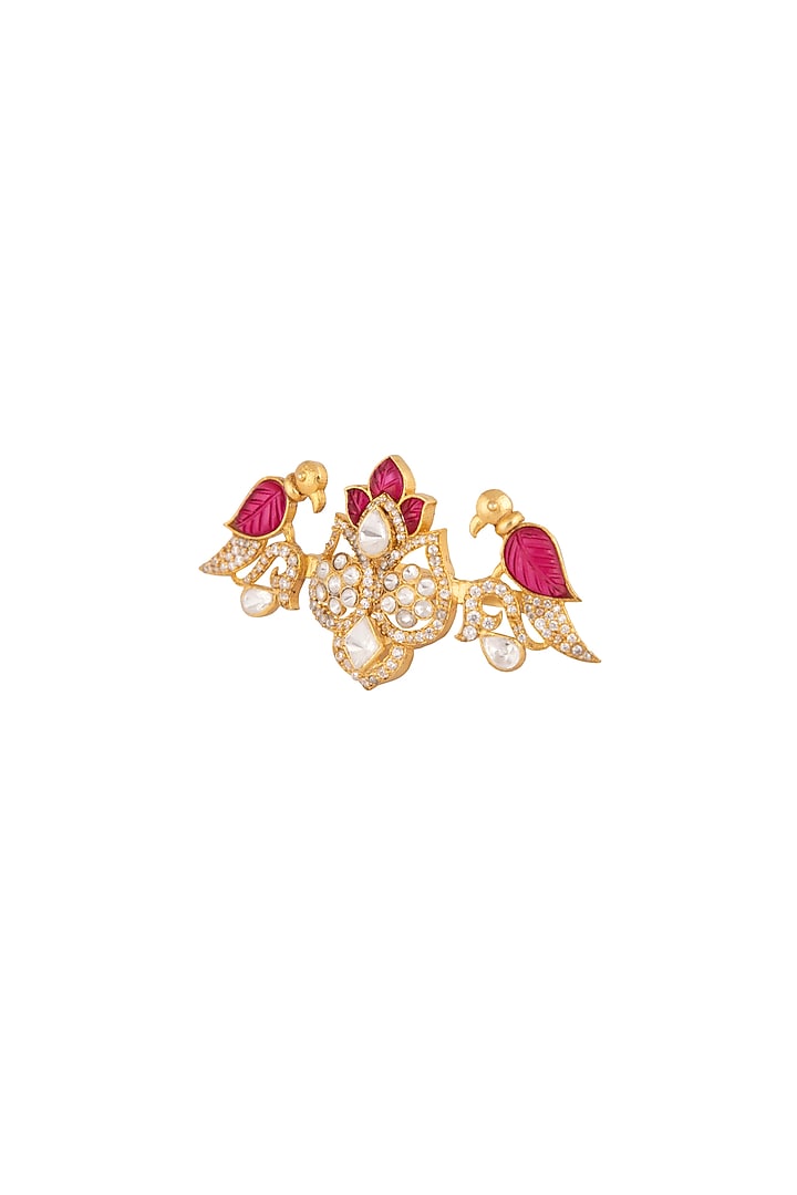 Gold Plated Ruby Two Finger Ring by Kaari at Pernia's Pop Up Shop