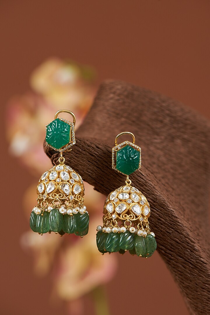 Gold Finish Freshwater Pearl Earrings In Sterling Silver by Kaari at Pernia's Pop Up Shop