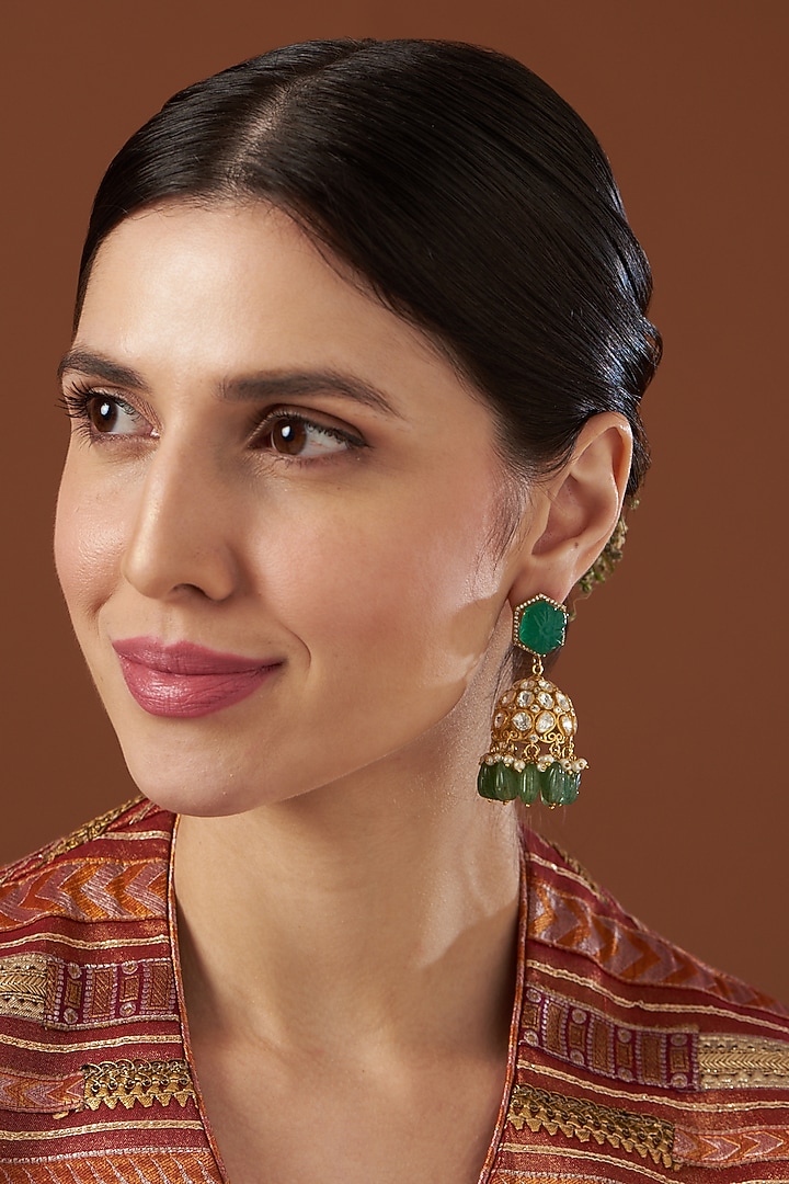 Gold Finish Freshwater Pearl Earrings In Sterling Silver by Kaari at Pernia's Pop Up Shop