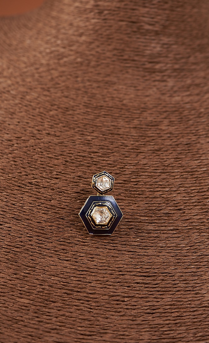 Gold Finish Enameled Necklace Set In Sterling Silver by Kaari at Pernia's Pop Up Shop