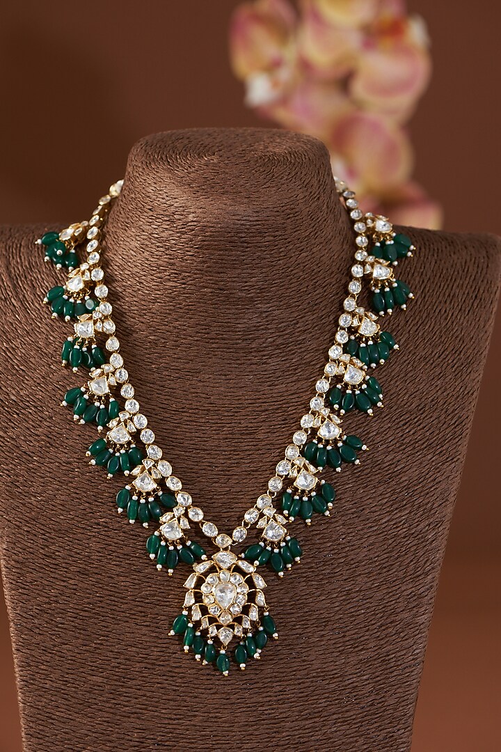 Gold Finish Freshwater Pearl Necklace In Sterling Silver by Kaari at Pernia's Pop Up Shop