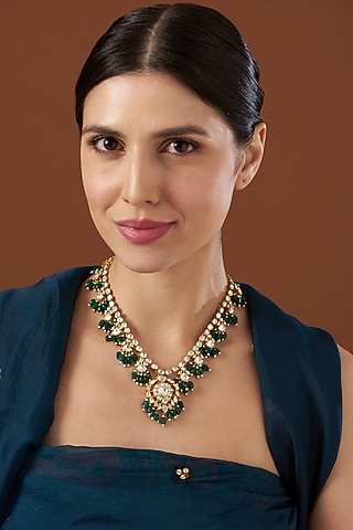 Gold Finish Freshwater Pearl Necklace In Sterling Silver by Kaari