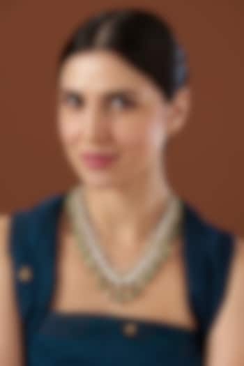 Gold Finish Moissanite Polki Necklace In Sterling Silver by Kaari at Pernia's Pop Up Shop