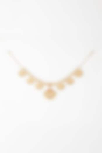 Gold Finish Pearl Matha Patti In 92.5 Sterling Silver by Kaari