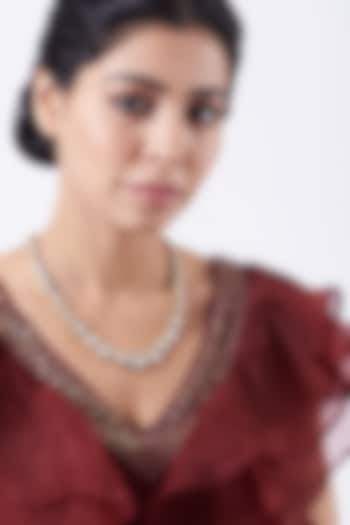 Gold Finish Kundan Polki Necklace Set In Sterling Silver by Kaari at Pernia's Pop Up Shop