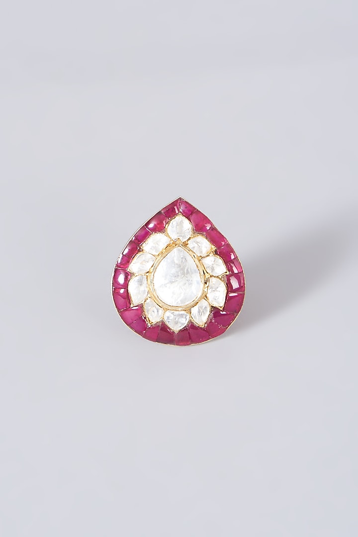 Gold Finish Semi Precious Ruby Ring In Sterling Silver by Kaari at Pernia's Pop Up Shop