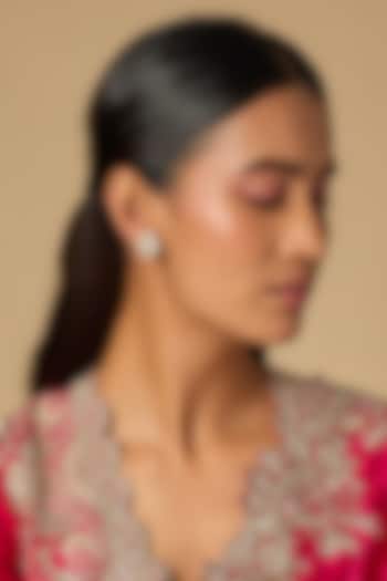 Gold Plated Moissanite Polki Stud Earrings In Sterling Silver by KARISA DESIGNS at Pernia's Pop Up Shop