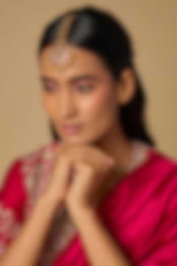 Gold Plated Red Moissanite Polki Maangtikka In Sterling Silver by KARISA DESIGNS at Pernia's Pop Up Shop