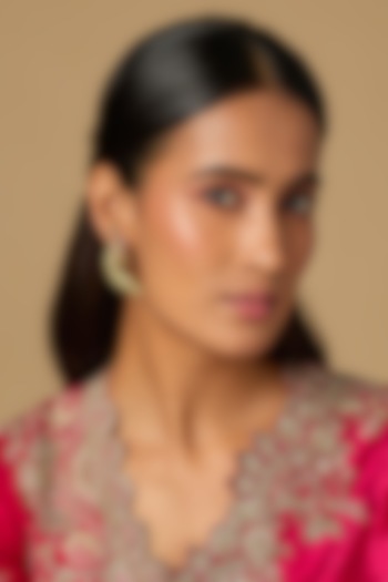 Gold Plated Moissanite Polki Dangler Earrings In Sterling Silver by KARISA DESIGNS at Pernia's Pop Up Shop