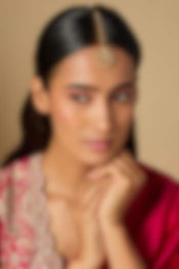 Gold Plated Moissanite Polki Maangtikka In Sterling Silver by KARISA DESIGNS at Pernia's Pop Up Shop