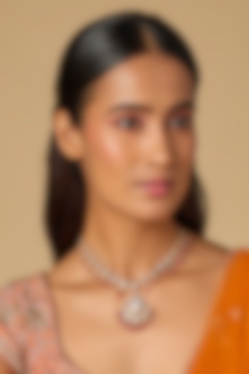 Gold Plated Pink Moissanite Polki Necklace In Sterling Silver by KARISA DESIGNS at Pernia's Pop Up Shop