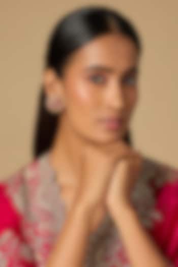 Gold Plated Red Moissanite Polki Stud Earrings In Sterling Silver by KARISA DESIGNS at Pernia's Pop Up Shop