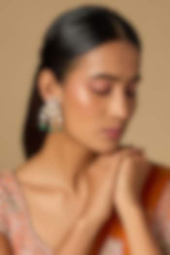 Gold Plated Moissanite Polki Dangler Earrings In Sterling Silver by KARISA DESIGNS at Pernia's Pop Up Shop