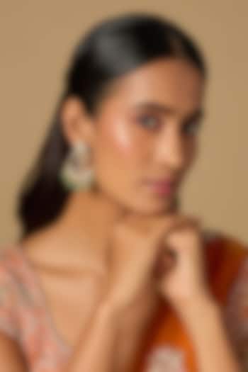 Gold Plated Moissanite Polki Chandbali Earrings In Sterling Silver by KARISA DESIGNS at Pernia's Pop Up Shop