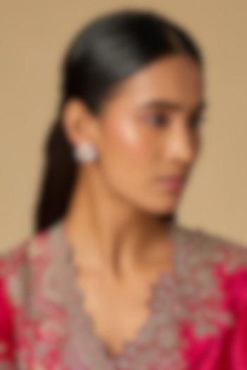 Gold Plated Moissanite Polki Stud Earrings In Sterling Silver by KARISA DESIGNS at Pernia's Pop Up Shop