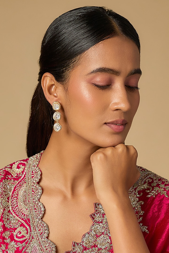 Gold Plated Red Kundan Polki Ring In Sterling Silver by KARISA DESIGNS at Pernia's Pop Up Shop