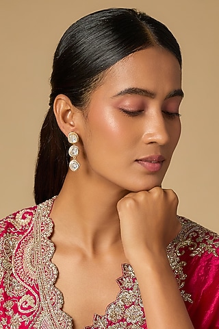 Gold Plated Red Kundan Polki Ring In Sterling Silver by KARISA DESIGNS