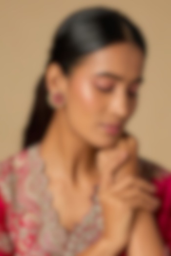 Gold Plated Red Moissanite Polki Stud Earrings In Sterling Silver by KARISA DESIGNS at Pernia's Pop Up Shop