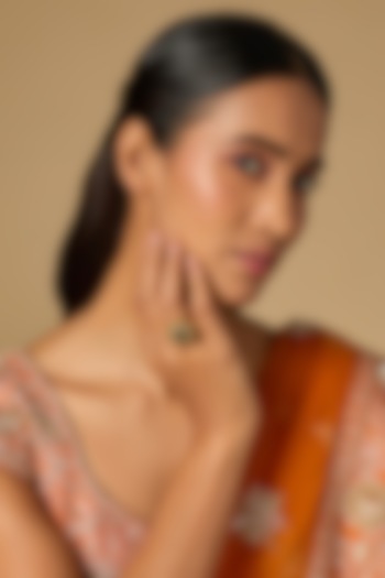 Gold Plated Green Kundan Polki Ring In Sterling Silver by KARISA DESIGNS at Pernia's Pop Up Shop