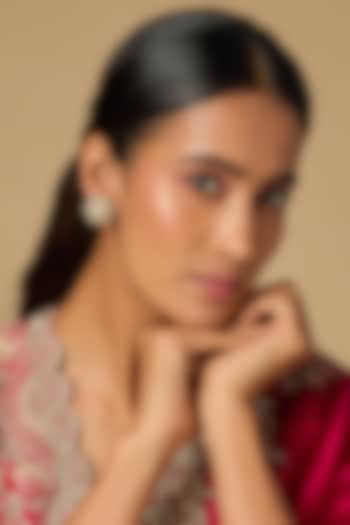 Gold Plated White Moissanite Polki Stud Earrings In Sterling Silver by KARISA DESIGNS at Pernia's Pop Up Shop