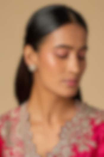 Gold Plated Moissanite Polki Stud Earrings In Sterling Silver by KARISA DESIGNS at Pernia's Pop Up Shop