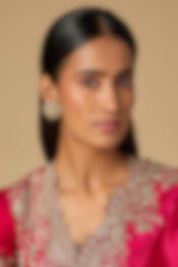 Black Rhodium Finish White Moissanite Polki Stud Earrings In Sterling Silver by KARISA DESIGNS at Pernia's Pop Up Shop