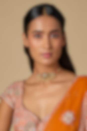 Gold Plated Multi-Colored Moissanite Polki Necklace In Sterling Silver by KARISA DESIGNS at Pernia's Pop Up Shop