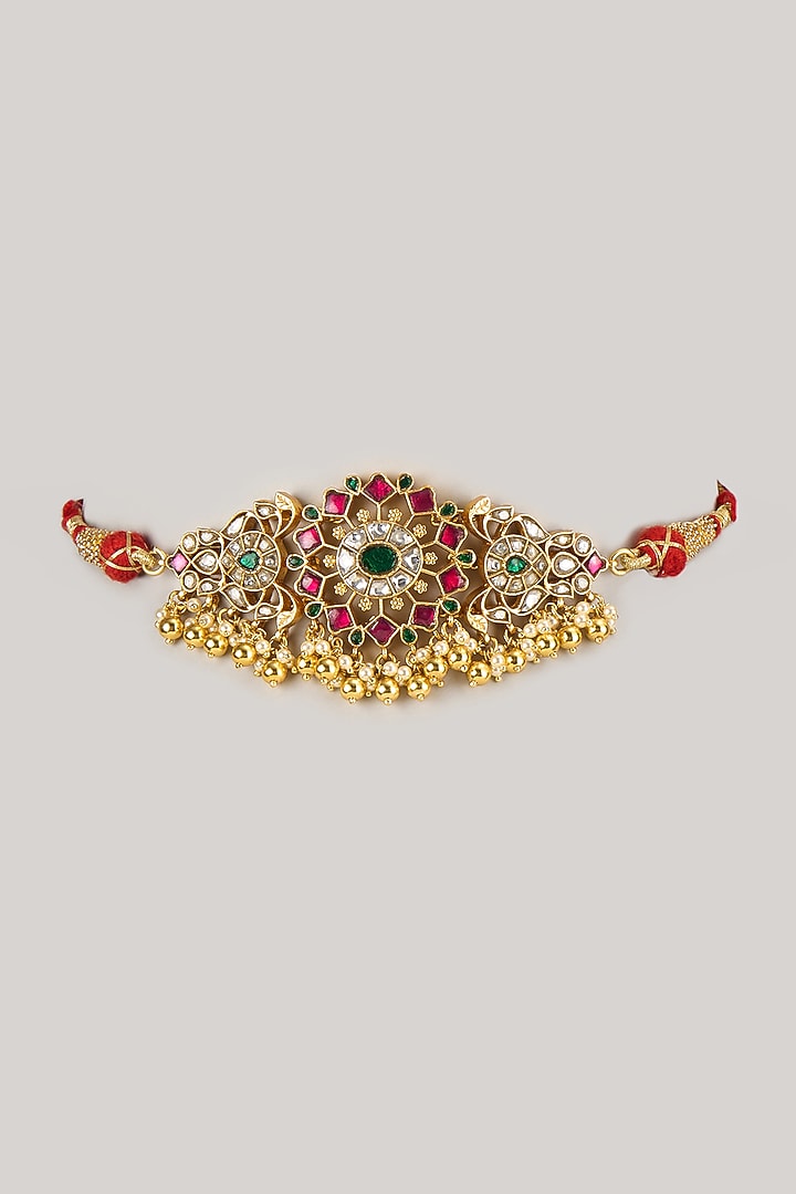 Gold Plated Multi-Colored Moissanite Polki Necklace In Sterling Silver by KARISA DESIGNS at Pernia's Pop Up Shop
