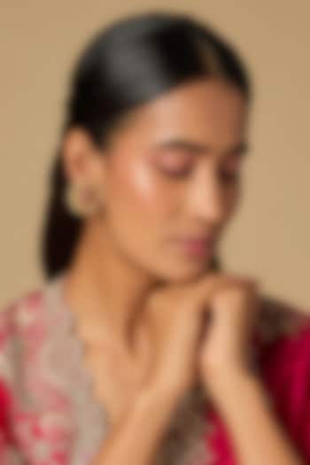 Gold Plated Red Moissanite Polki Stud Earrings In Sterling Silver by KARISA DESIGNS at Pernia's Pop Up Shop