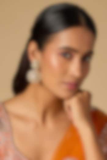 Black Rhodium Finish White Moissanite Polki Dangler Earrings In Sterling Silver by KARISA DESIGNS at Pernia's Pop Up Shop