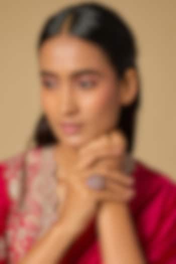 Gold Plated Blue Kundan Polki Ring In Sterling Silver by KARISA DESIGNS at Pernia's Pop Up Shop